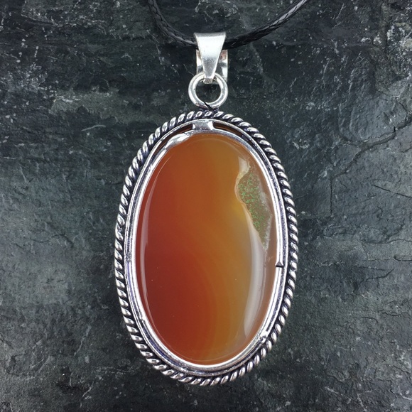Botswana Agate Stone Pendant Necklace - Picture 3 of 8